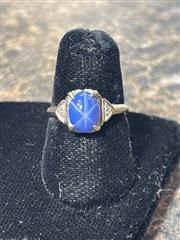 Blue Stone Stone Ring 14K White Gold 3.54g Size 7